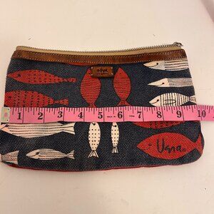 Brighton by Ula Canvas & Leather Fish Print Pouch | Coastal Nautical Clutch